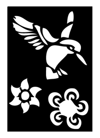 Tattoo-Schablone KolibriBlume/ NETTOPREIS!